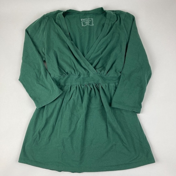 Motherhood Womens Blouse Green Vneck Cinch Waist M - Picture 9 of 9